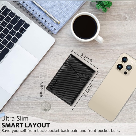 NEW Minimalist Wallet for Men Slim Leather Bifold  RFID Blocking Money Clip - Picture 5 of 7